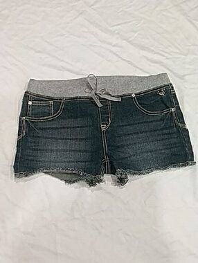 Justice Indigo Denim Shorts with Gray Elastic Waist